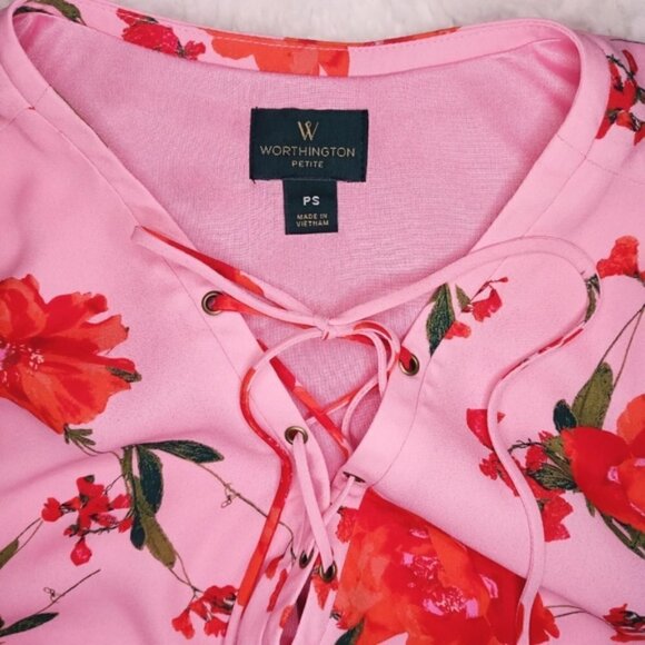 SHEER FLORAL CRISSCROSS NECKLINE BLOUSE - Picture 3 of 4